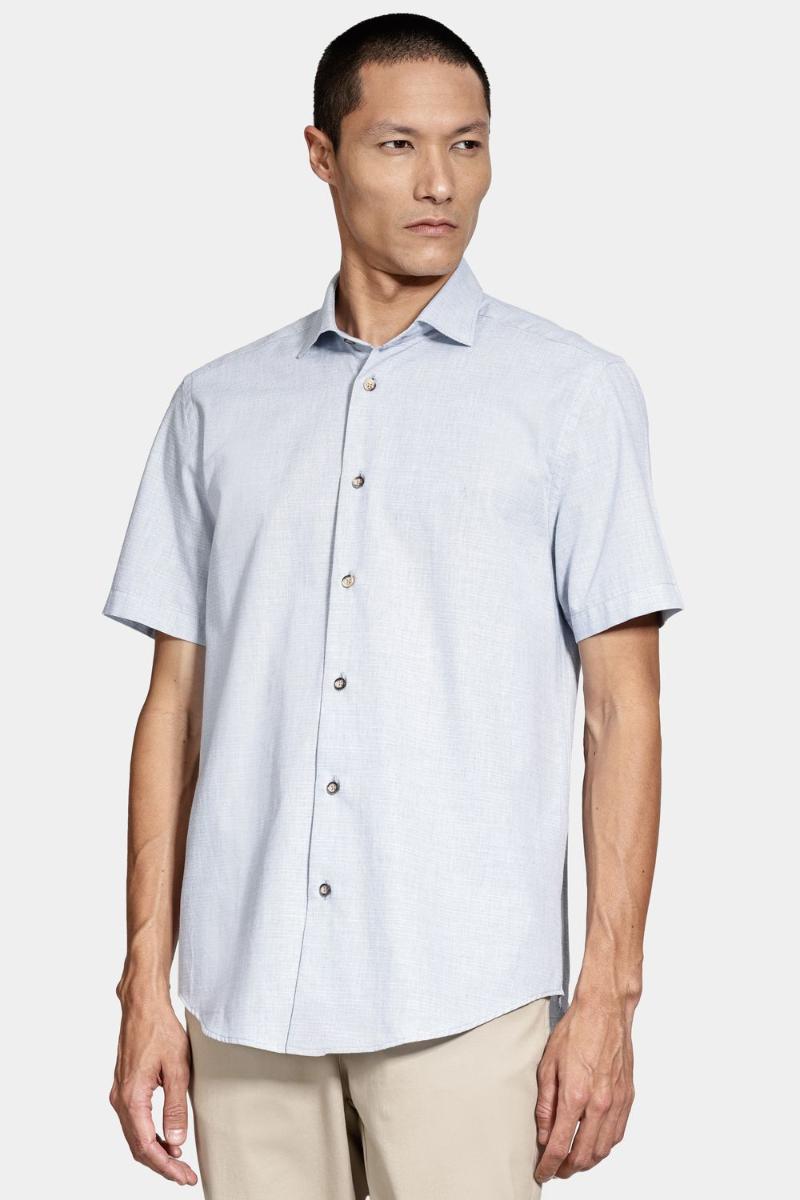 Camisa Aramis Manga Curta Slim Algodão Flame Soft Azul - 1