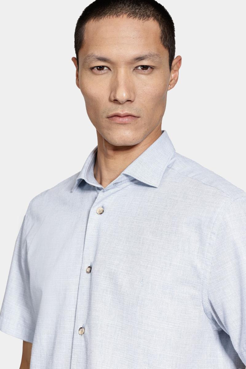 Camisa Aramis Manga Curta Slim Algodão Flame Soft Azul - 3