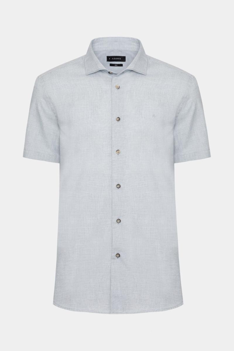 Camisa Aramis Manga Curta Slim Algodão Flame Soft Azul - 5