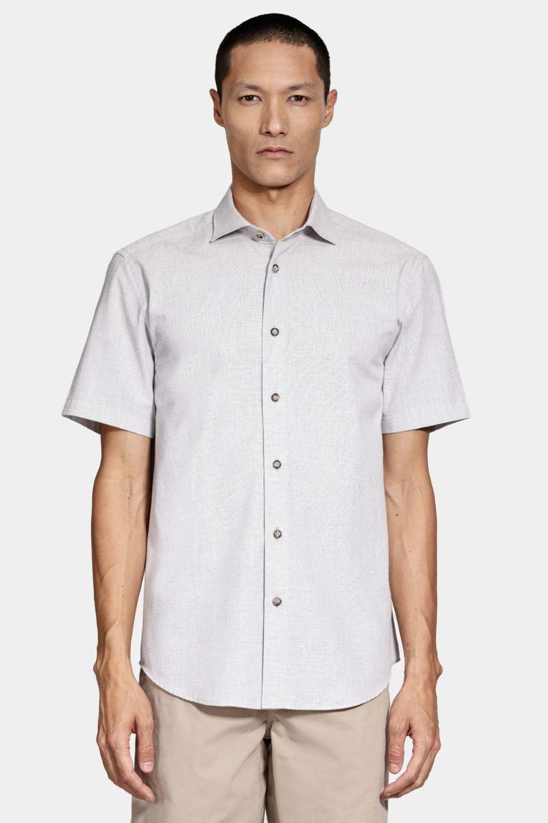 Camisa Aramis Manga Curta Slim Algodão Flame Soft Areia - 1