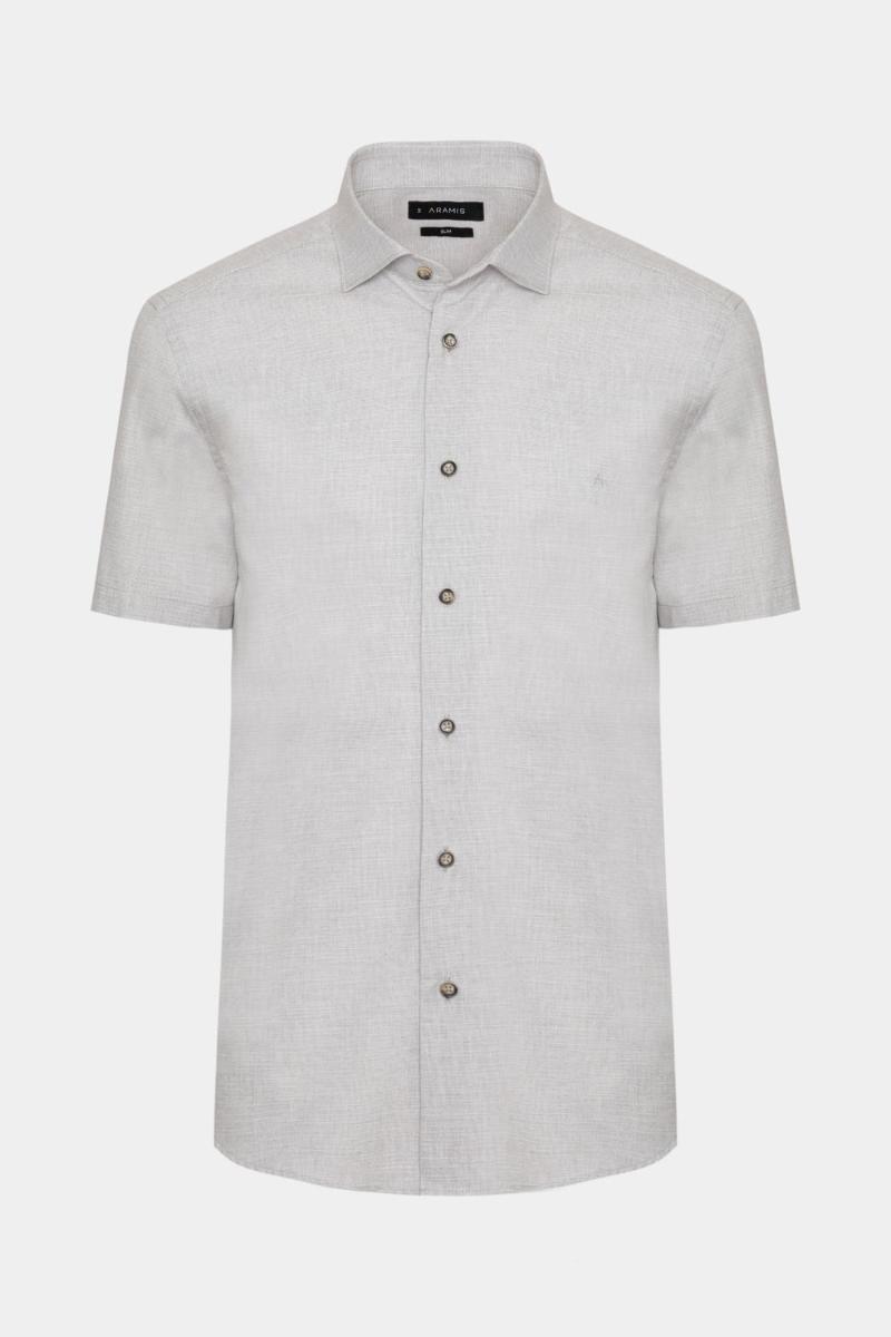 Camisa Aramis Manga Curta Slim Algodão Flame Soft Areia - 5