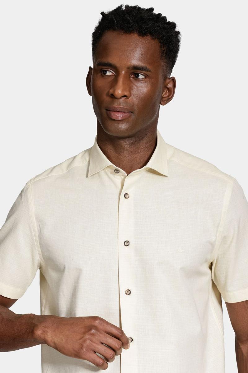 Camisa Aramis Manga Curta Slim Algodão Flame Amarelo - 2