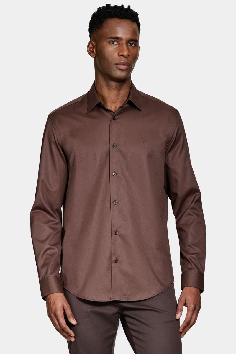 Camisa Aramis Manga Longa Regular Fio 100 Egípcio Cafe - 1