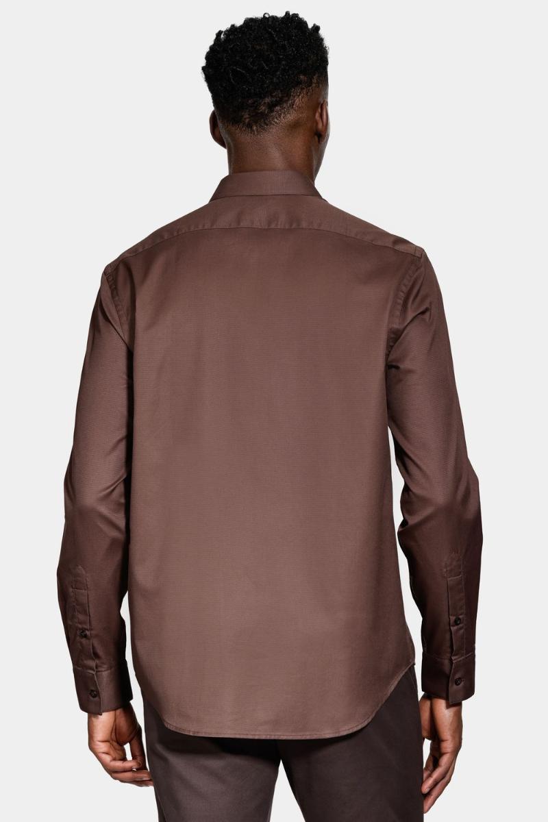 Camisa Aramis Manga Longa Regular Fio 100 Egípcio Cafe - 4