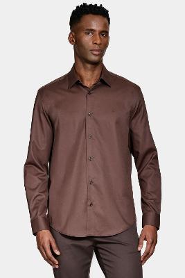 Camisa Aramis Manga Longa Regular Fio 100 Egípcio Cafe