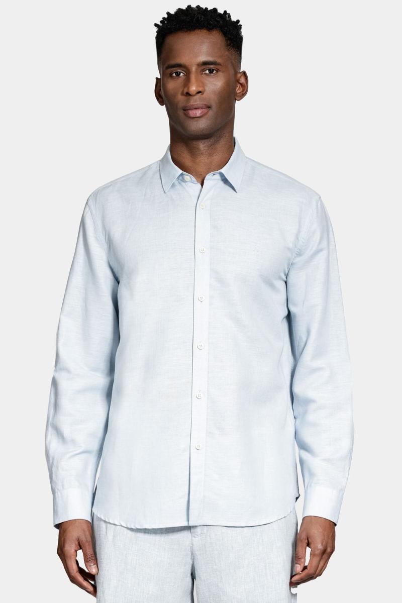 Camisa Aramis Manga Longa Regular Linho Azul Claro - 1