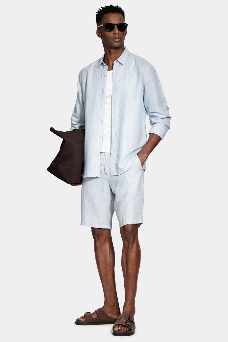 Camisa Aramis Manga Longa Regular Linho Azul Claro - 2