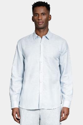 Camisa Aramis Manga Longa Regular Linho Azul Claro