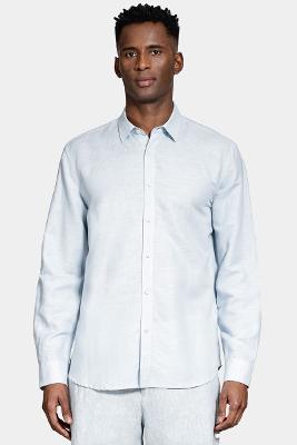 Camisa Aramis Manga Longa Regular Linho Azul Claro