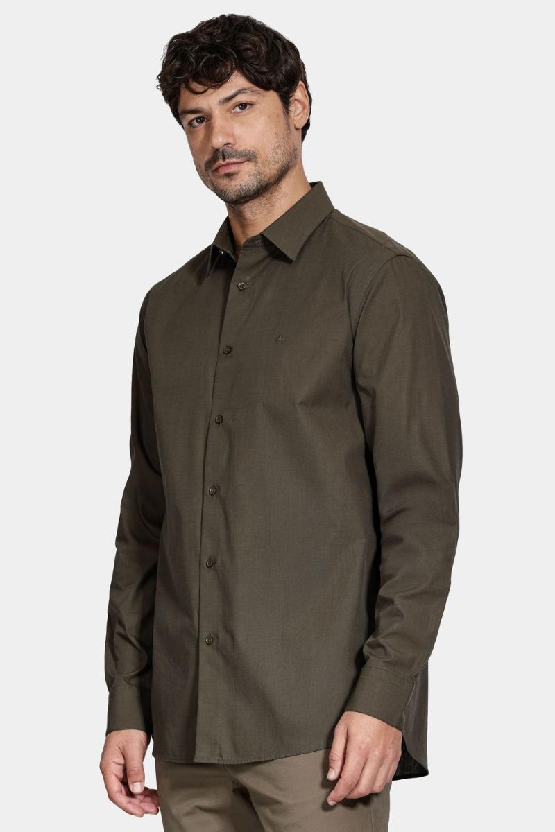Camisa Aramis Manga Longa Algodão Egípcio Barolo Verde - 1