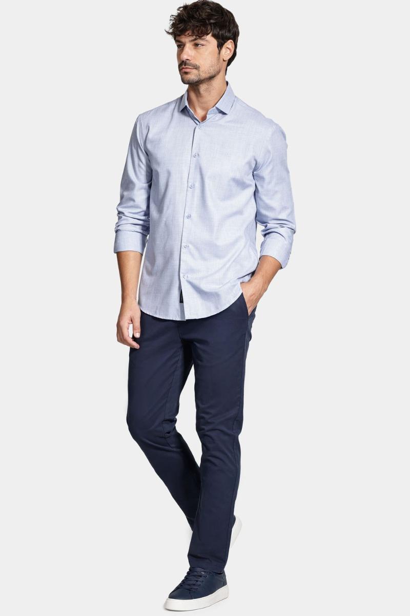 Camisa Aramis Manga Longa Regular Melange Azul Escuro - 2