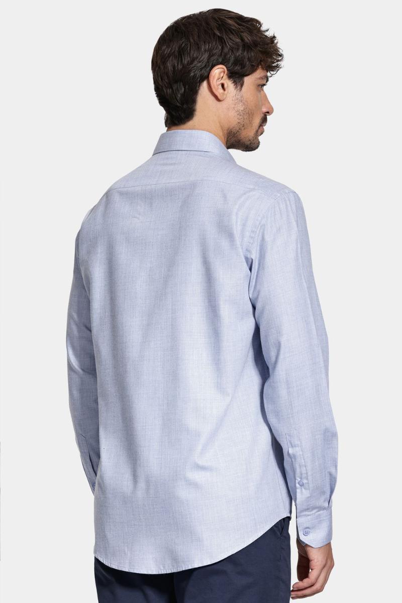 Camisa Aramis Manga Longa Regular Melange Azul Escuro - 4