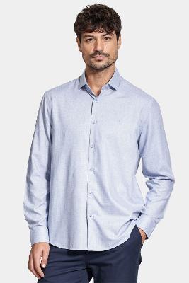 Camisa Aramis Manga Longa Regular Melange Azul Escuro