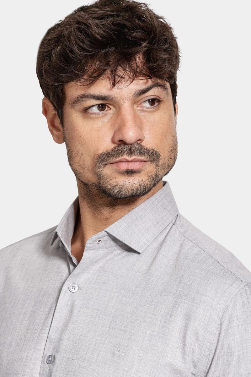 Camisa Aramis Manga Longa Regular Melange Cinza - 3