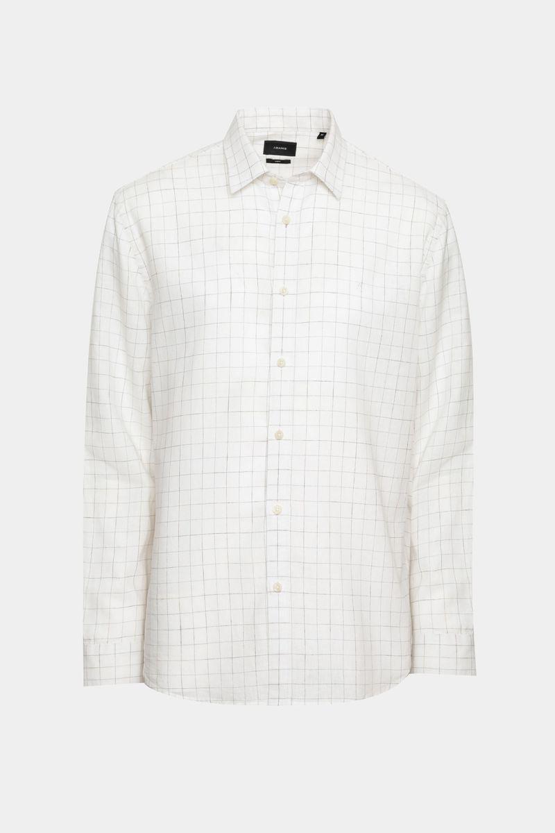 Camisa Aramis Manga Longa Regular Linho Xadrez Branco - 4