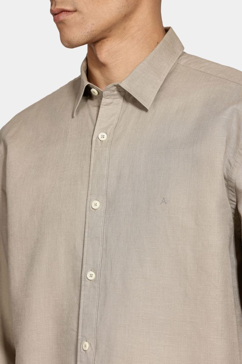 Camisa Aramis Manga Longa Regular Linho Caqui - 5