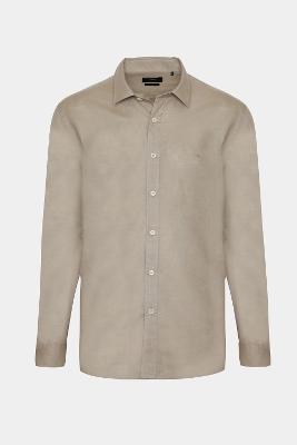 Camisa Aramis Manga Longa Regular Linho Caqui