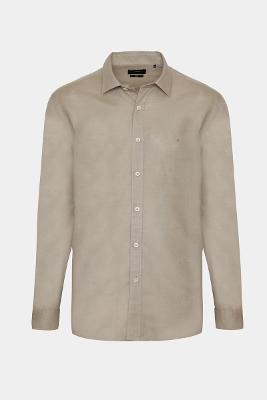 Camisa Aramis Manga Longa Regular Linho Caqui