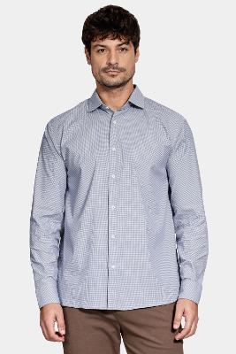 Camisa Aramis Regular Manga Longa Tech Flex Azul Com Branco