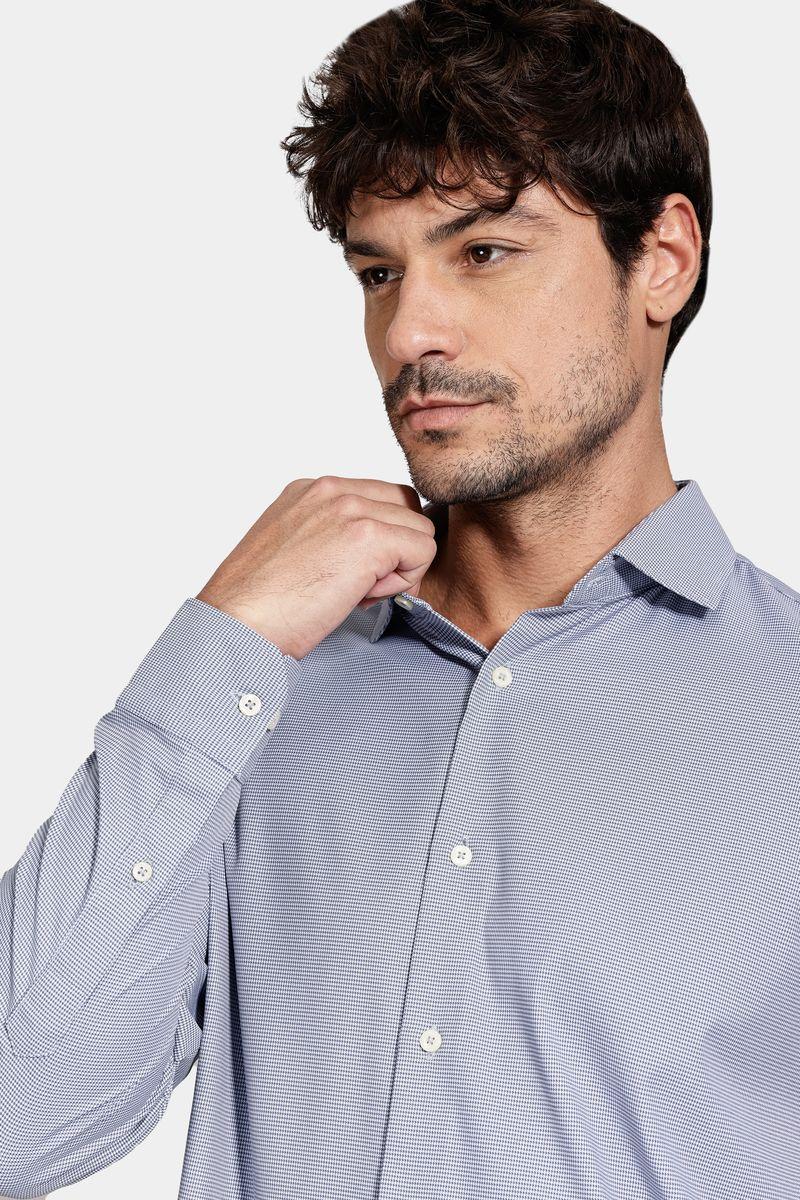 Camisa Aramis Regular Manga Longa Tech Flex Azul Com Branco - 3