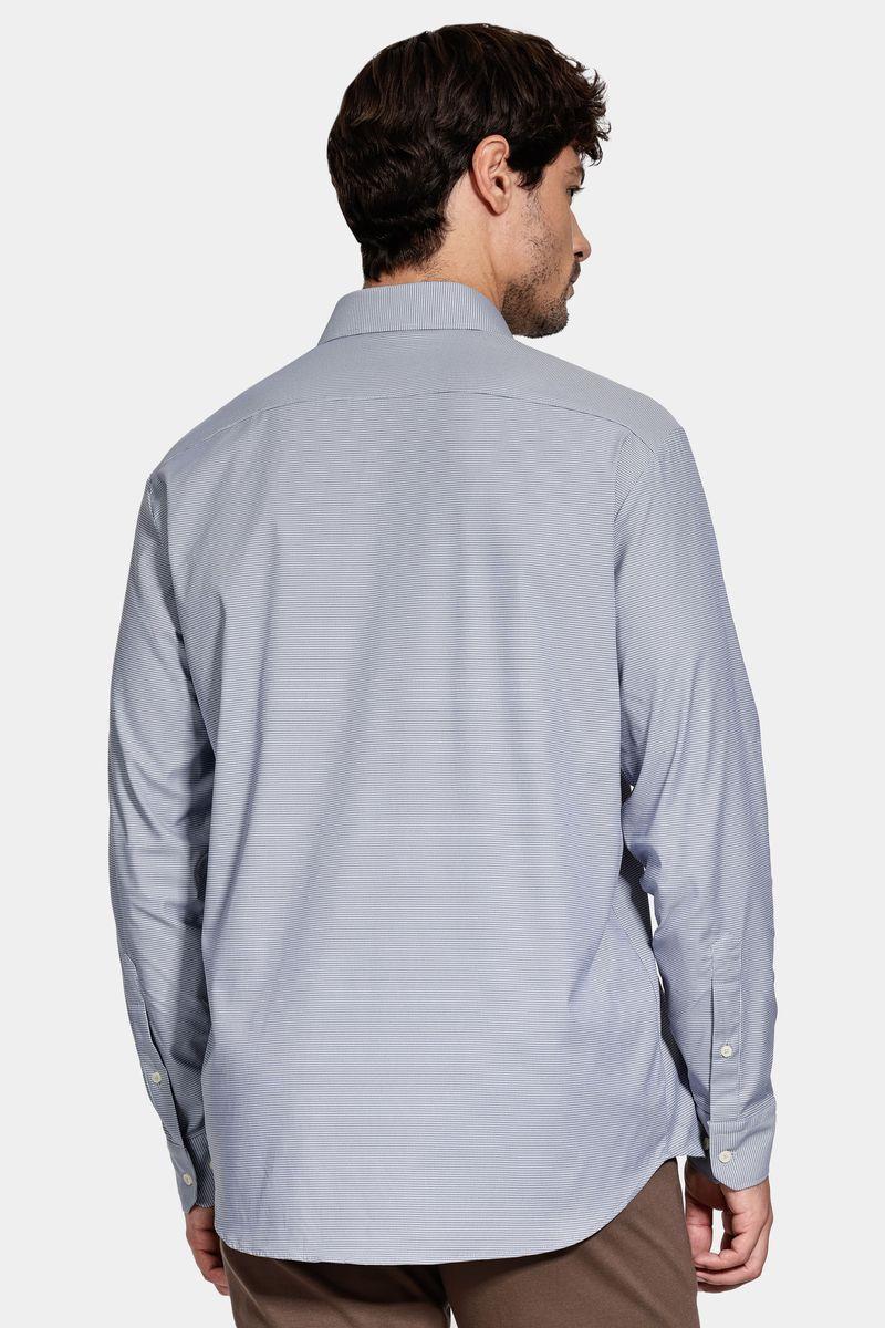 Camisa Aramis Regular Manga Longa Tech Flex Azul Com Branco - 4