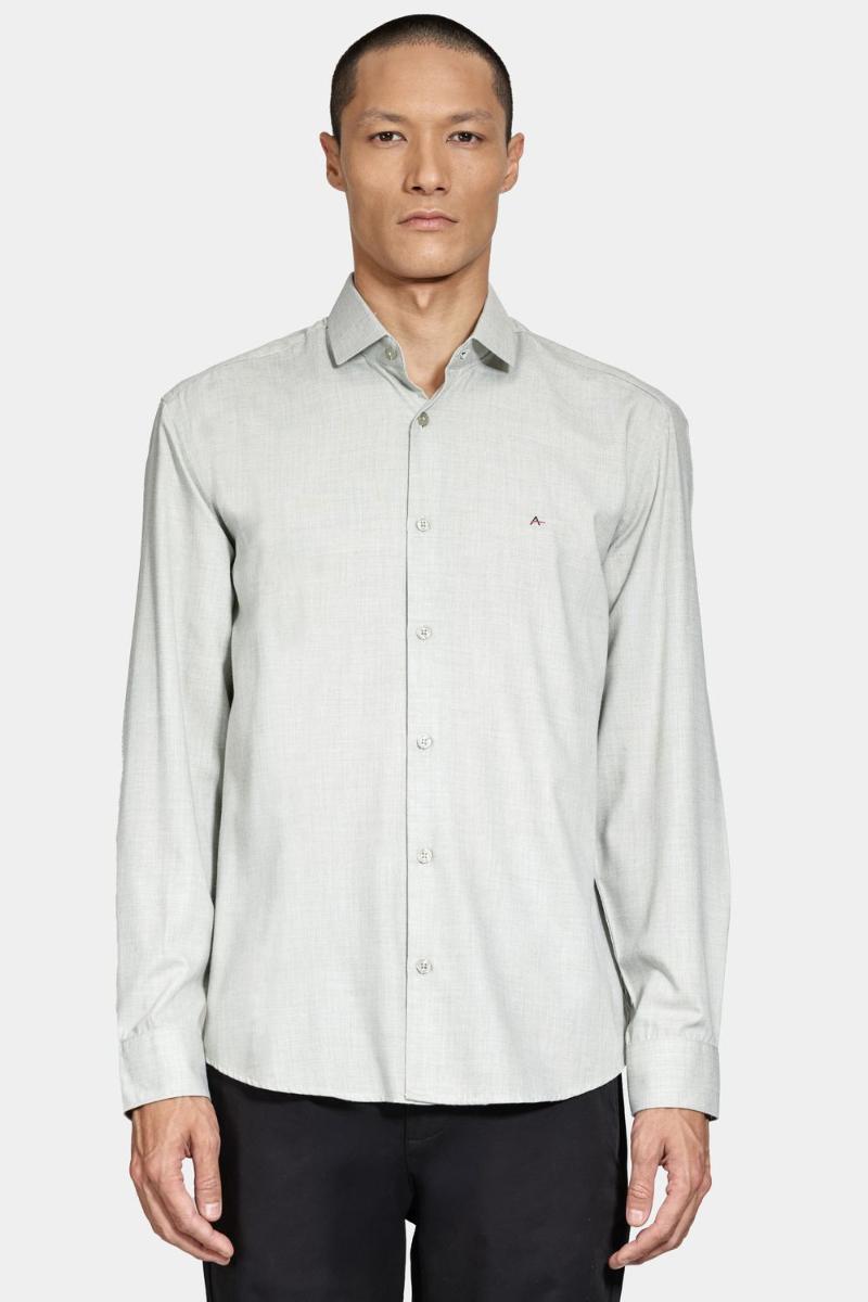 Camisa Aramis Manga Longa Regular Melange Verde - 1