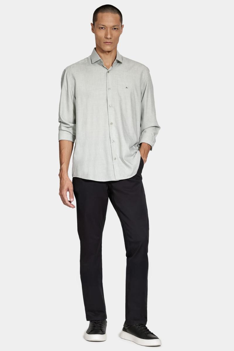 Camisa Aramis Manga Longa Regular Melange Verde - 2