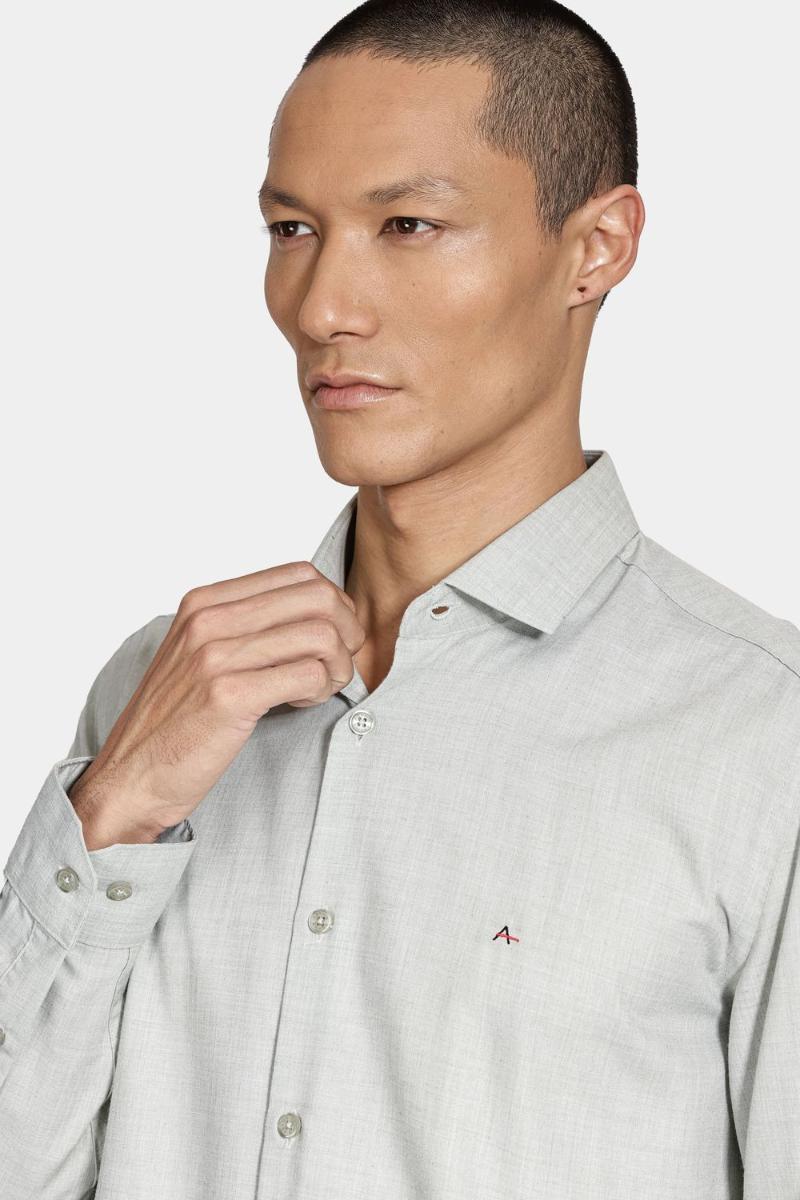 Camisa Aramis Manga Longa Regular Melange Verde - 3