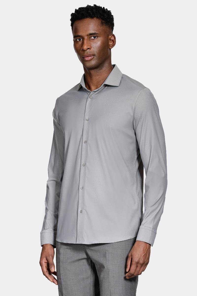 Camisa Aramis Manga Longa Tech Flex Sarja Cinza - 1