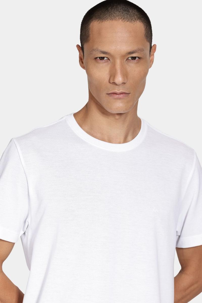 Camiseta Aramis Manga Curta Algodão Peruano Branco - 3