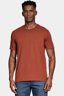 Camiseta Aramis Manga Curta Bordado básica Tijolo