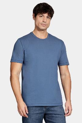 Camiseta Aramis Manga Curta Bordado básica Azul Jeans