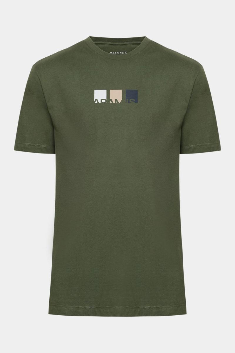 Camiseta Aramis Manga Curta Silk Bloco Verde Militar - 1