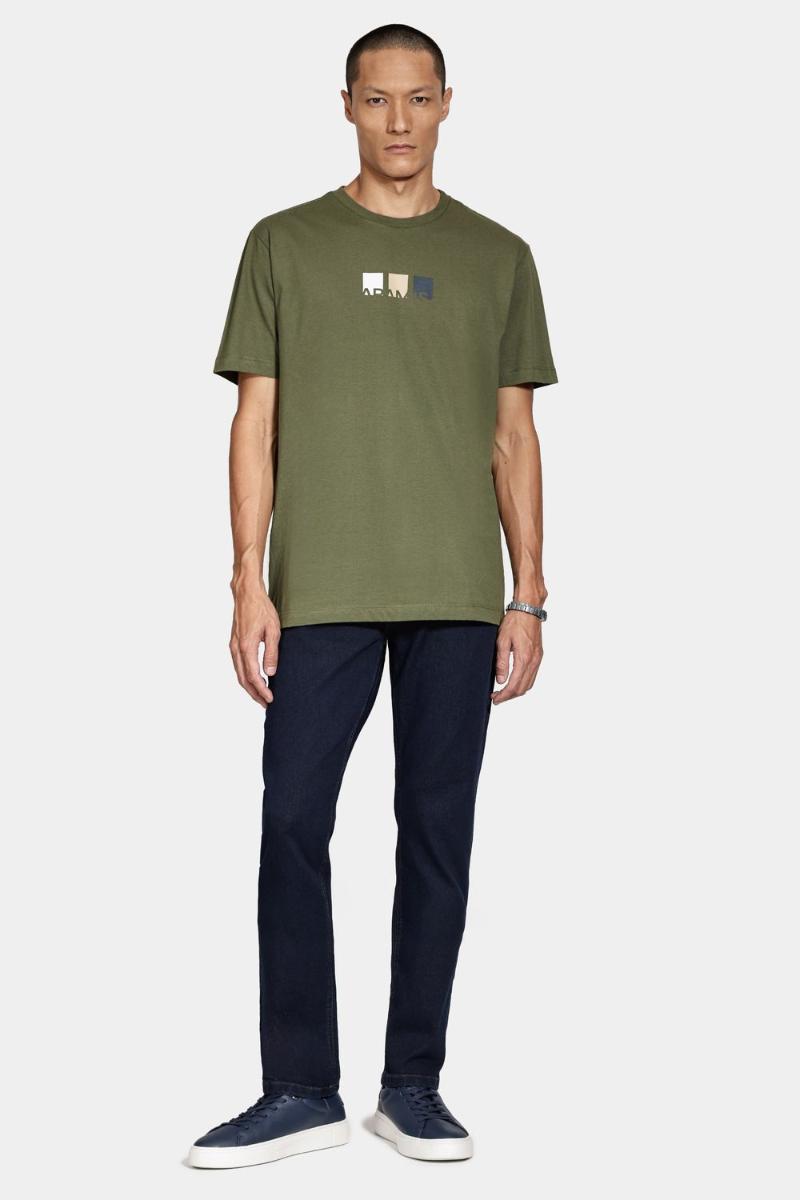 Camiseta Aramis Manga Curta Silk Bloco Verde Militar - 3