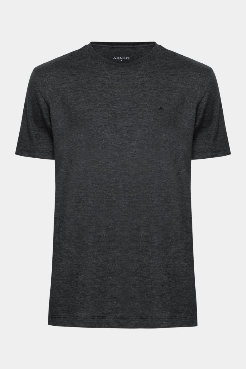 Camiseta Aramis Manga Curta Malha Flame Mescla Preto - 1