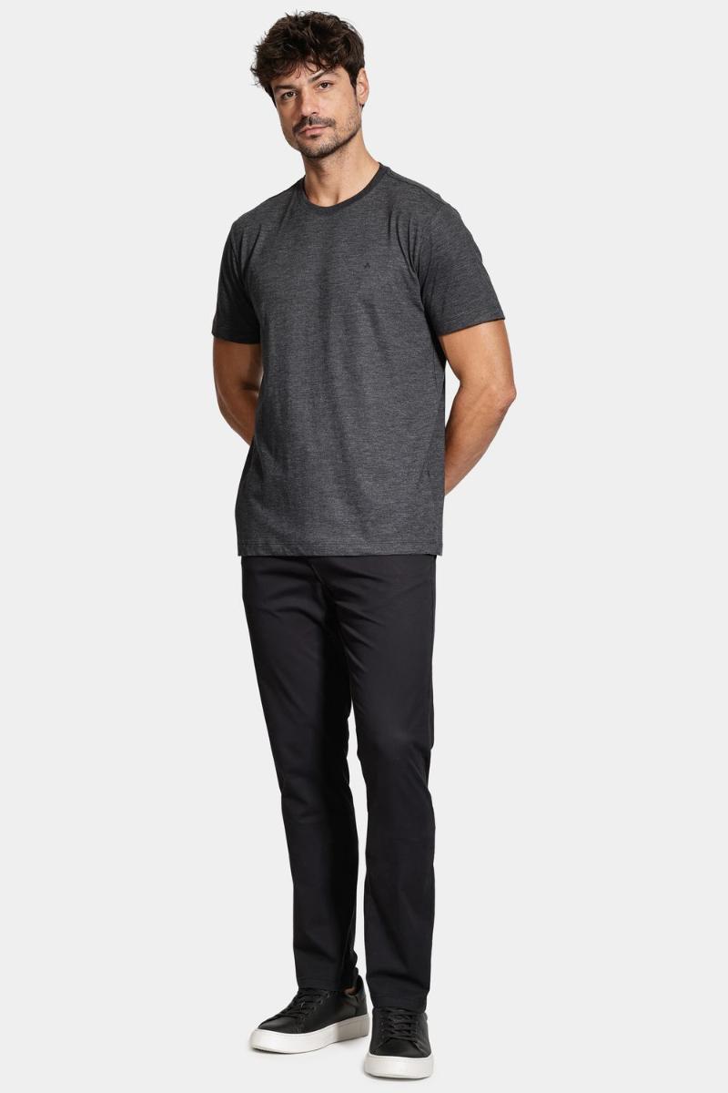 Camiseta Aramis Manga Curta Malha Flame Mescla Preto - 3