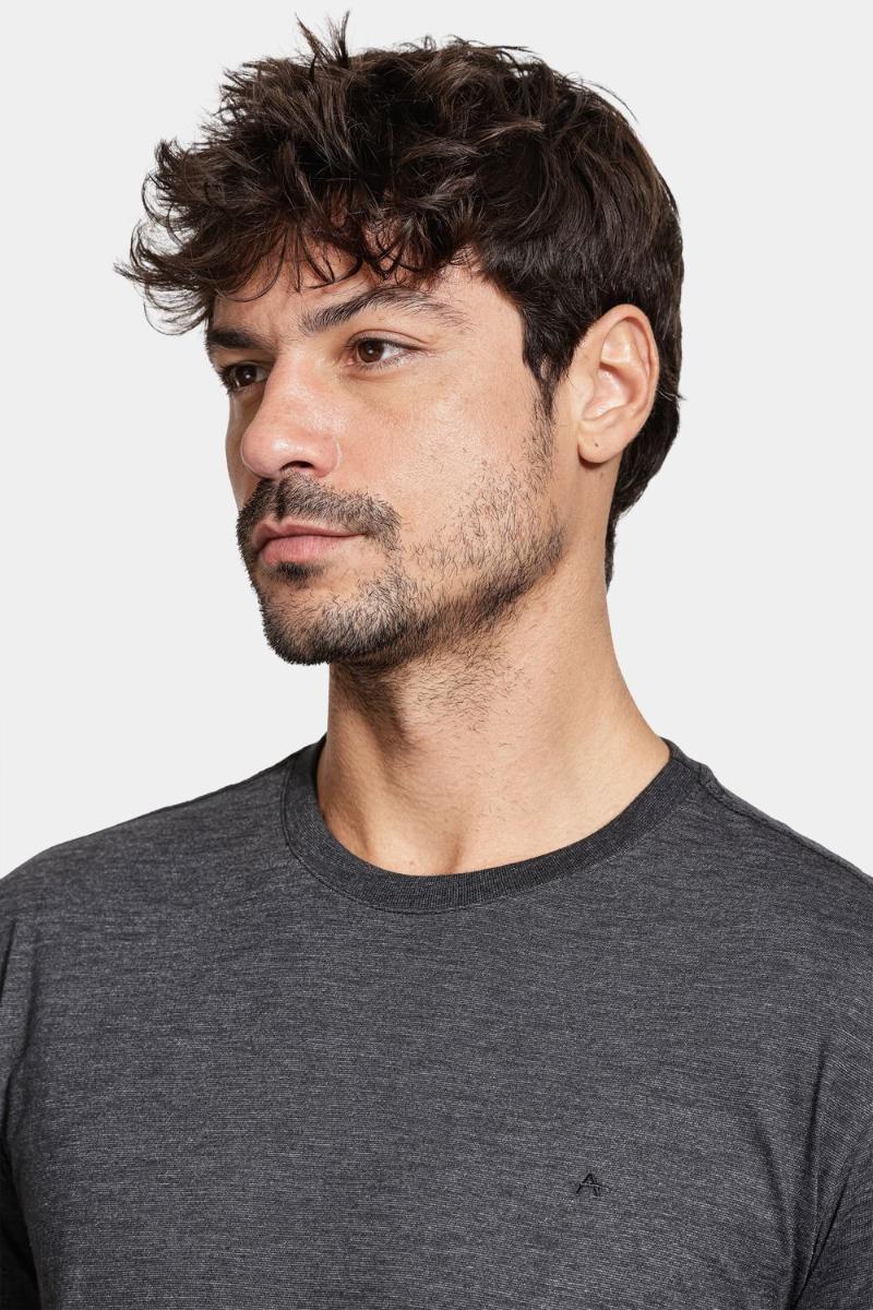 Camiseta Aramis Manga Curta Malha Flame Mescla Preto - 4