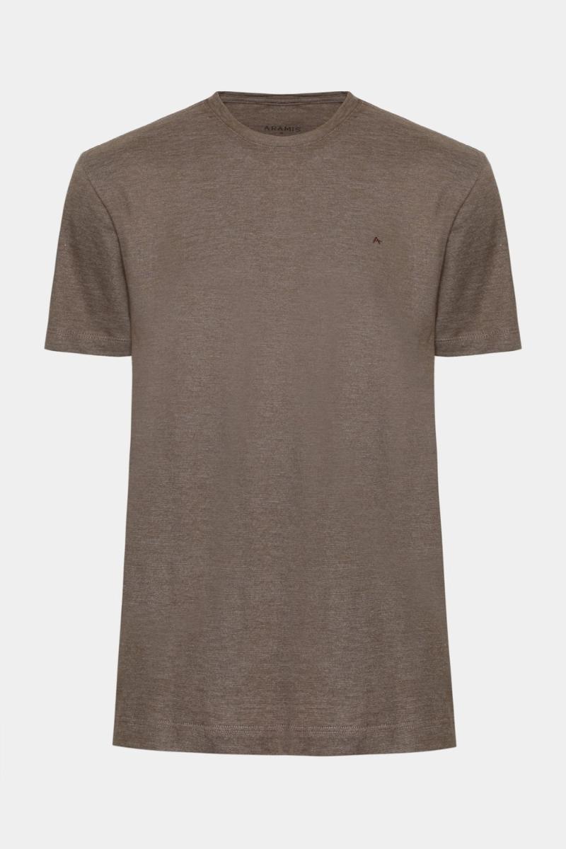 Camiseta Aramis Manga Curta Malha Flame Mescla Marrom - 1