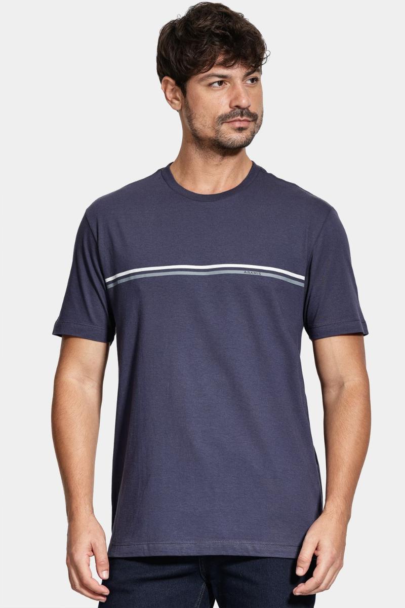 Camiseta Aramis Manga Curta Silk Listras Marinho - 2