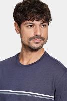 Camiseta Aramis Manga Curta Silk Listras Marinho