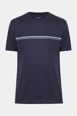 Camiseta Aramis Manga Curta Silk Listras Marinho