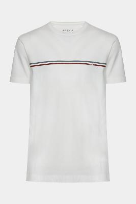 Camiseta Aramis Manga Curta Silk Listras Off White