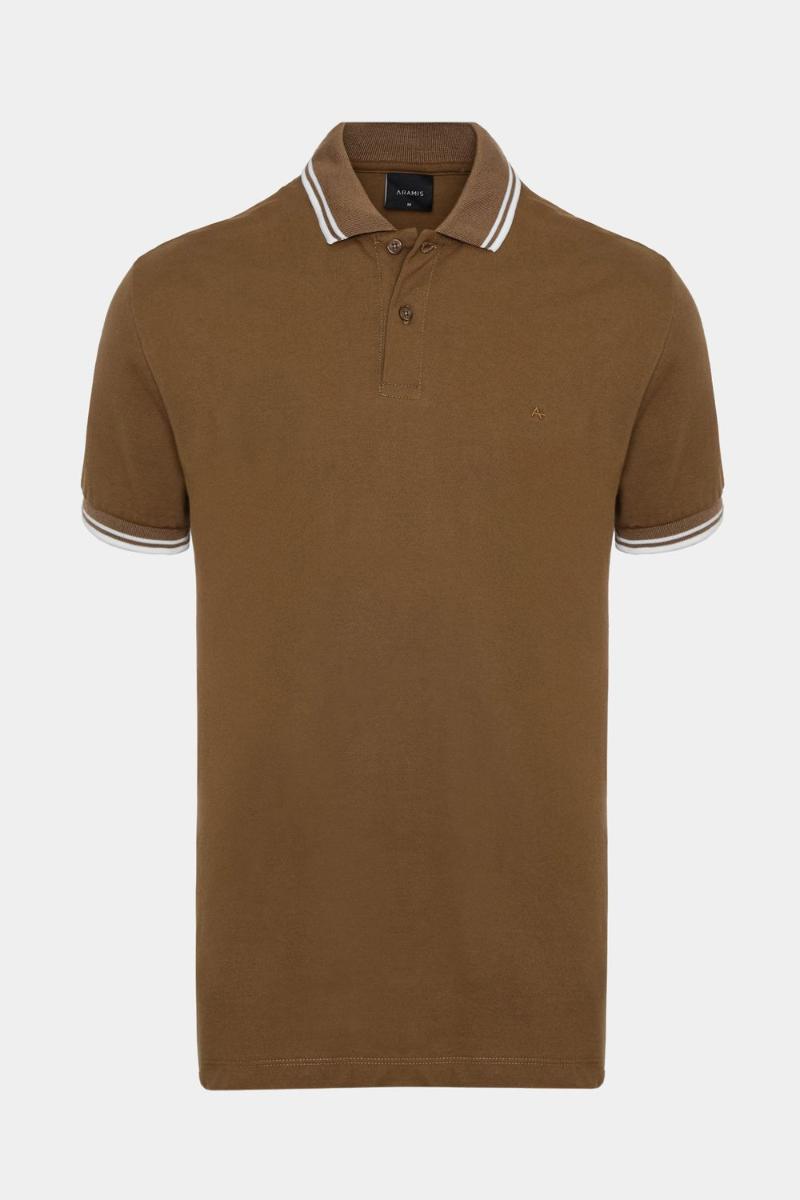 Polo Aramis Aramis Manga Curta Frisos New Castor - 1