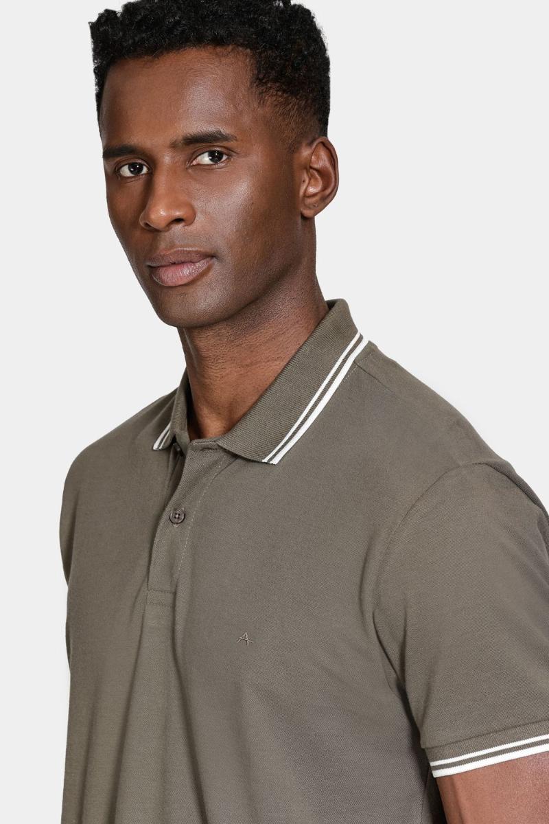 Polo Aramis Aramis Manga Curta Frisos New Castor - 3