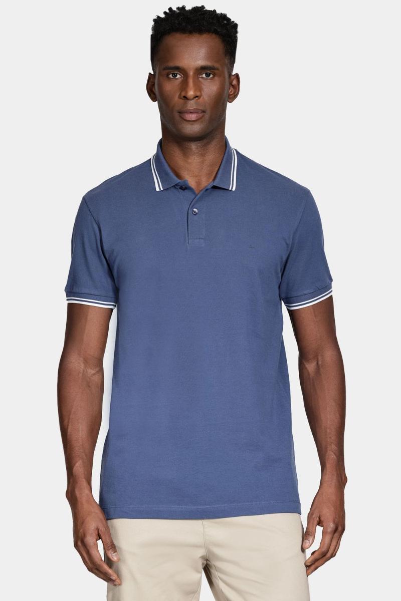 Polo Aramis Aramis Manga Curta Frisos New Azul Jeans - 1