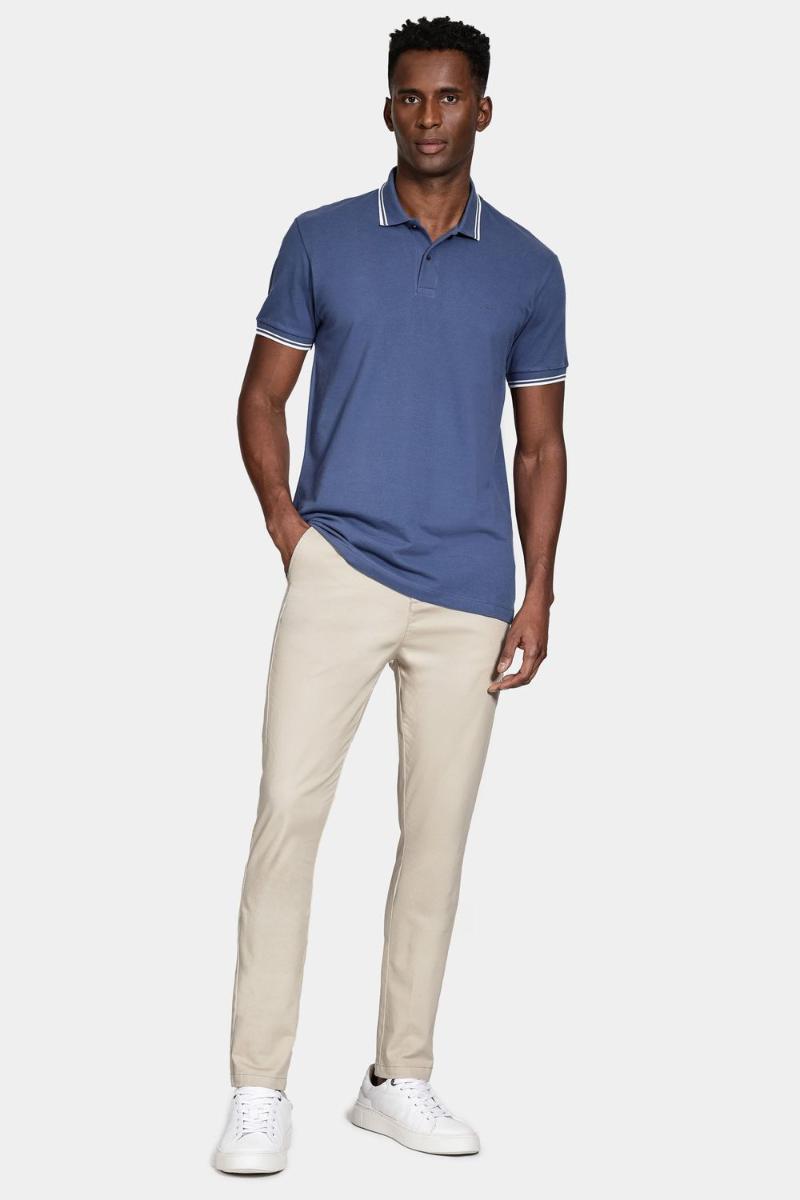 Polo Aramis Aramis Manga Curta Frisos New Azul Jeans - 2