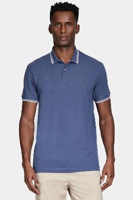 Polo Aramis Aramis Manga Curta Frisos New Azul Jeans