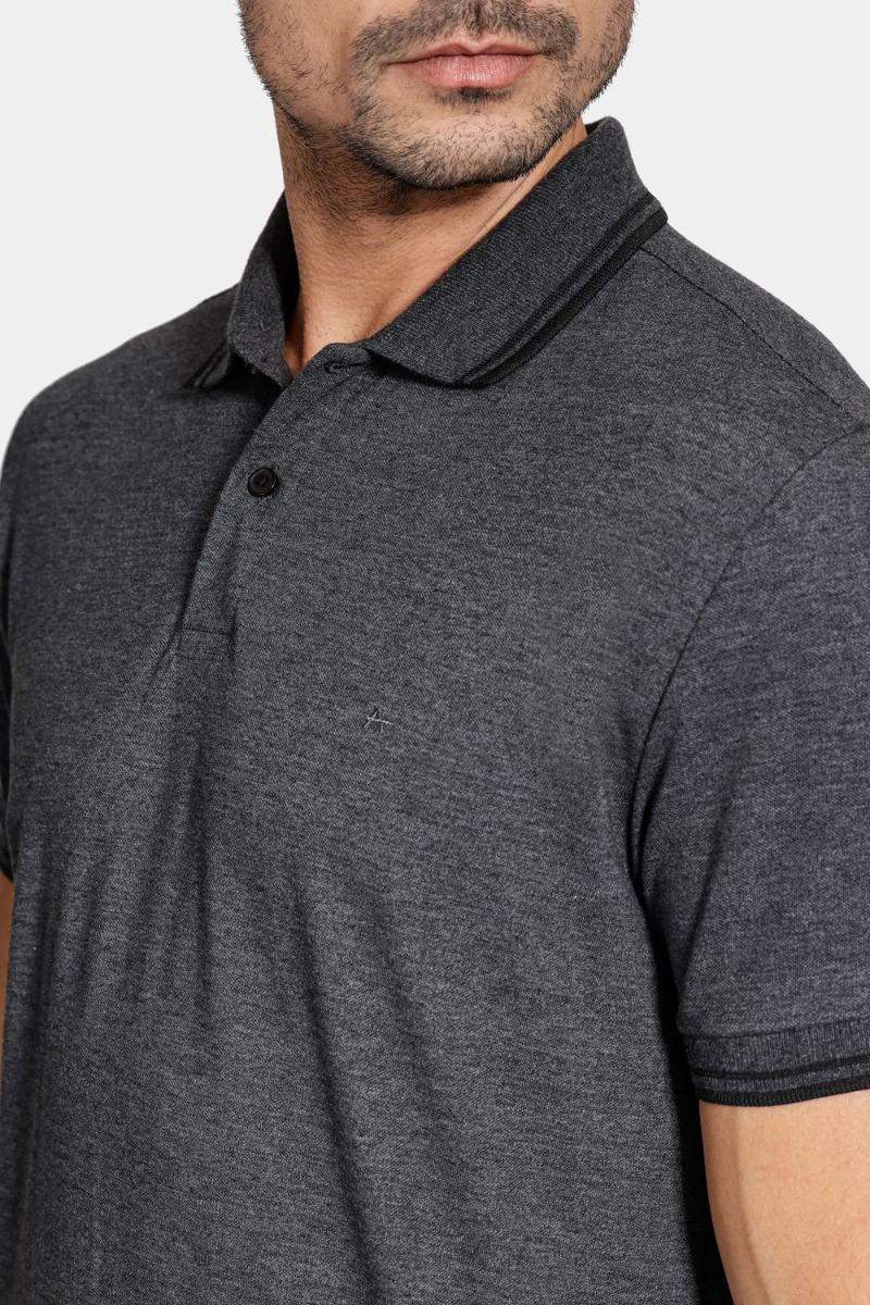 Polo Aramis Aramis Manga Curta Frisos Grafite Mescla - 4
