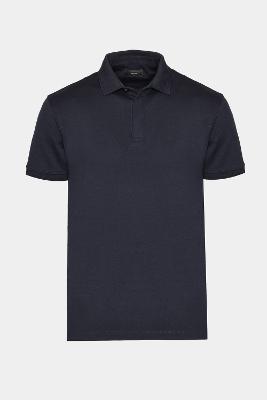 Polo Aramis Manga Curta de Algodão Pima Gaseado Navy