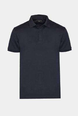 Polo Aramis Manga Curta de Algodão Pima Gaseado Navy